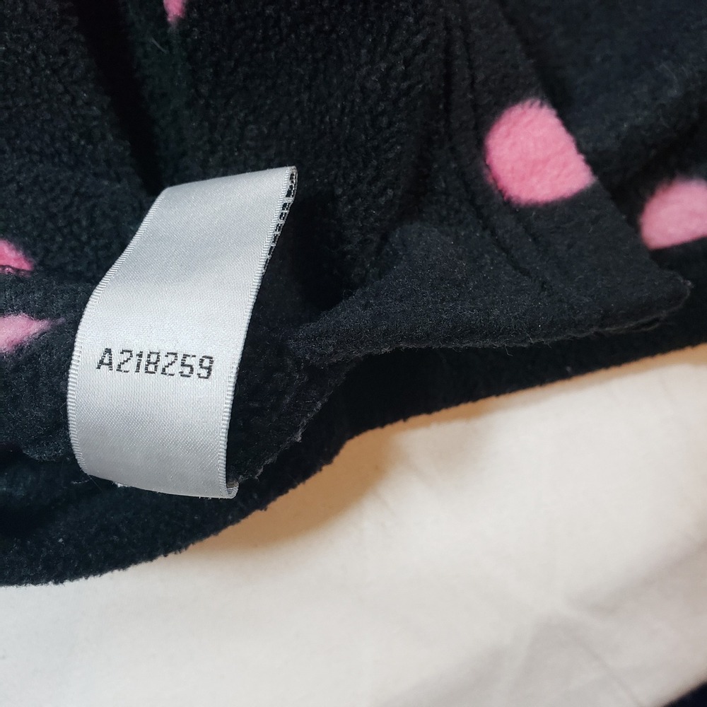 Quaker Factory Black Pink Polka Dot Fleece 1/4 Zip Pullover Sweatshirt XL Rhines - Picture 5 of 8